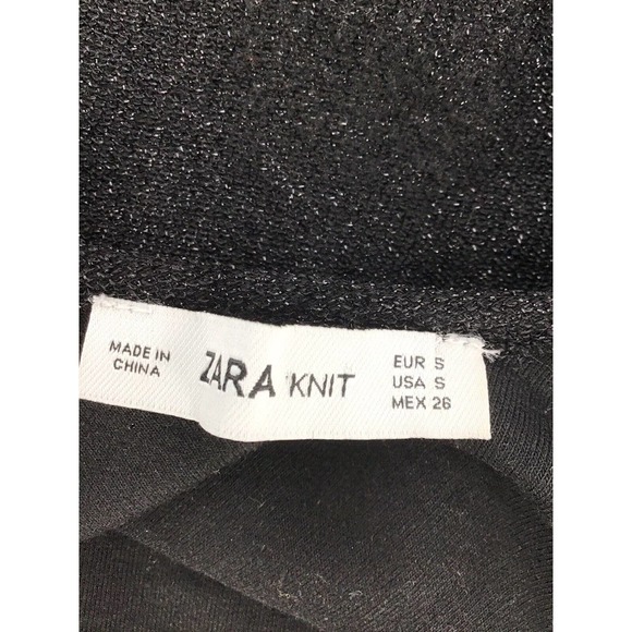 Zara Metall Bodysuit Top Black Shimmery Sparkly Long Sleeve Size Small - Picture 5 of 12